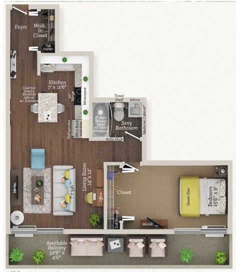 Floor Plan A4 at City Club Apartments Lafayette Park, Detroit, MI